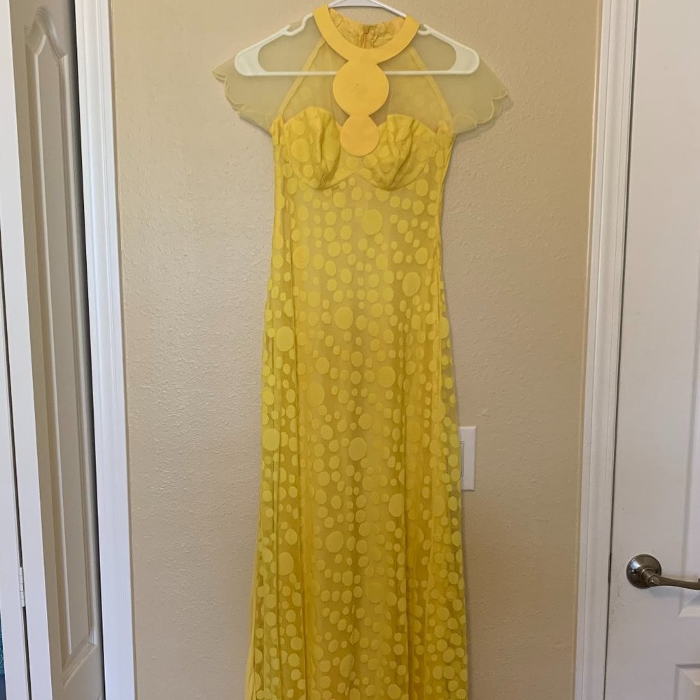 Yellow Lace Vietnamese Traditional Ao Dai Size S NEW